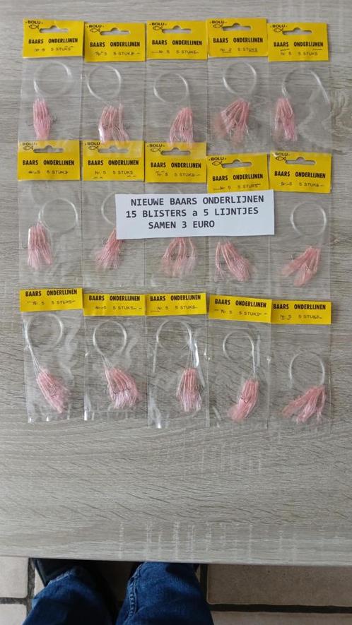 15 blisters a 5  baars onderlijntjes met haakjes voor 3 euro, Watersport en Boten, Hengelsport | Algemeen, Nieuw, Vislijn, Ophalen of Verzenden
