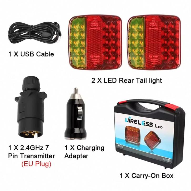 Draadloze verlichtingsset LED 12-24V Aanhanger verlichting, Auto diversen, Aanhangwagen-onderdelen, Nieuw, Ophalen