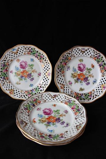 Antieke Dresden porselein 4 brood borden 1932-1944 beschikbaar voor biedingen