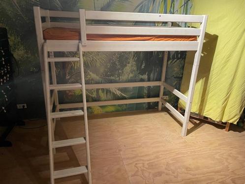flexa hoogslaper, Huis en Inrichting, Slaapkamer | Bedden, Gebruikt, Eenpersoons, 90 cm, 200 cm, Hout, Wit, Ophalen