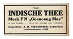 3 Originele Thee advertenties uit 1924 GOENOENG MAS-1948 D.E, Verzenden, Zo goed als nieuw, Overige typen