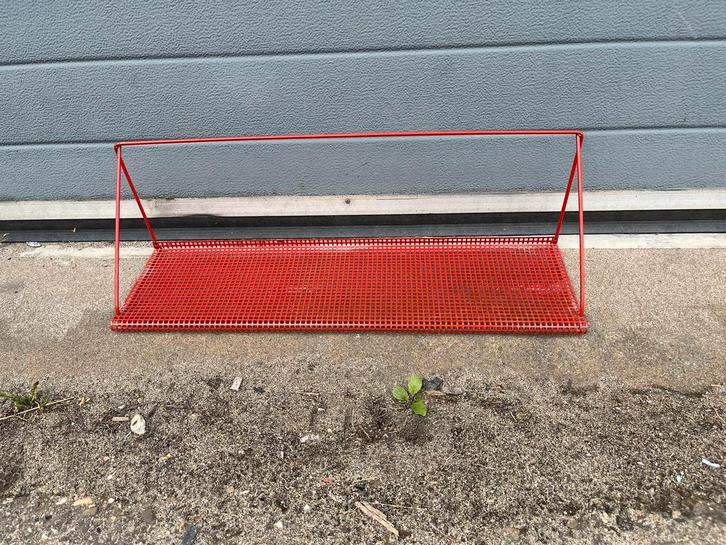 Pilastro boeken rek wand vintage retro rood metaal €65, Doe-het-zelf en Verbouw, Metalen, Gebruikt, IJzer, Ophalen of Verzenden