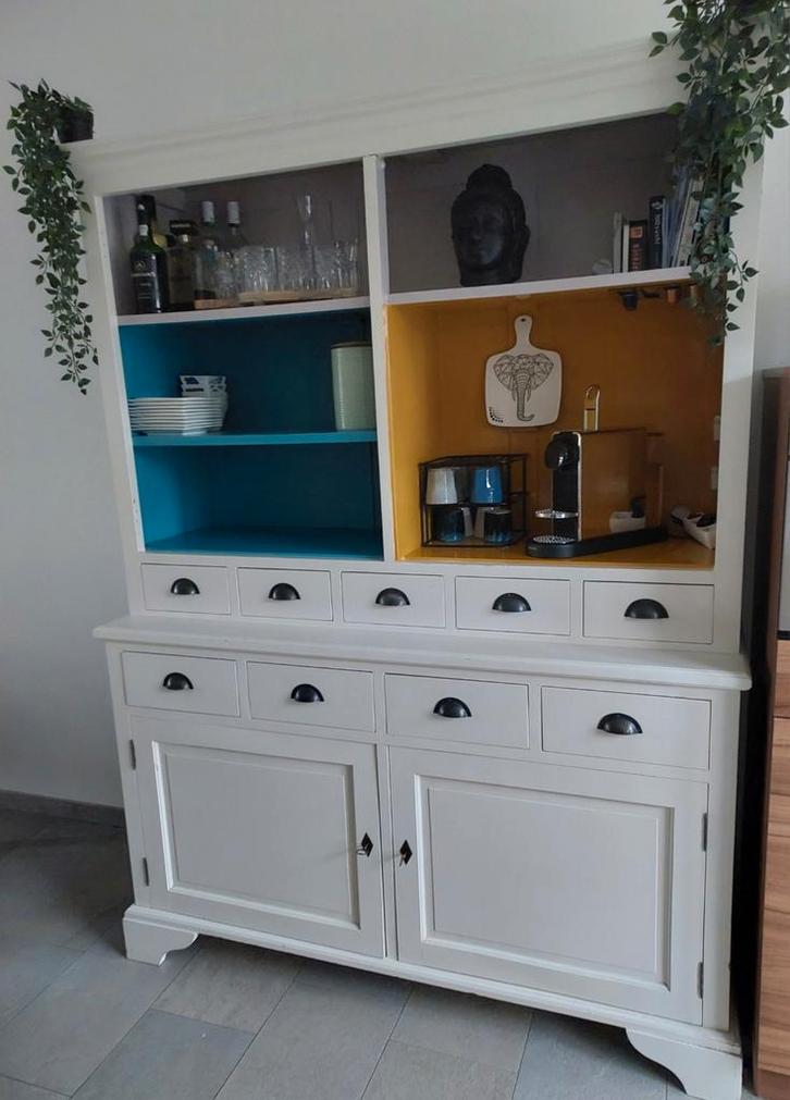 Witte buffetkast, Huis en Inrichting, Kasten | Buffetkasten, Gebruikt, 150 tot 200 cm, 150 tot 200 cm, 25 tot 50 cm, Met lade(s)