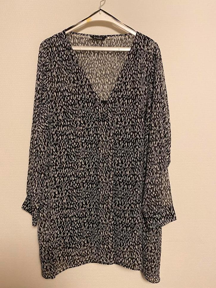 Evans Blouse Maat 50 - Feestelijk!, Kleding | Dames, Grote Maten, Zo goed als nieuw, Blouse of Tuniek, Zwart, Ophalen of Verzenden