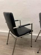 4x design, luxe stoelen met leer en rvs, Huis en Inrichting, Stoelen, Ophalen of Verzenden, Zo goed als nieuw, Leer, Vier