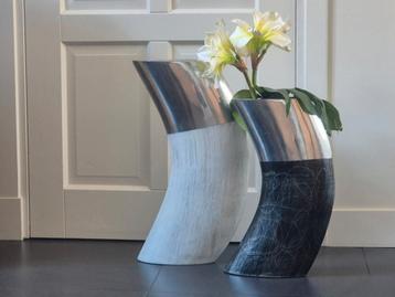 2 Moderne Vazen - Stijlvol Design beschikbaar voor biedingen