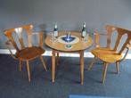Leuk setje houten cafestoelen met bijpassend tafeltje., Gebruikt, Twee, Bruin, Ophalen of Verzenden