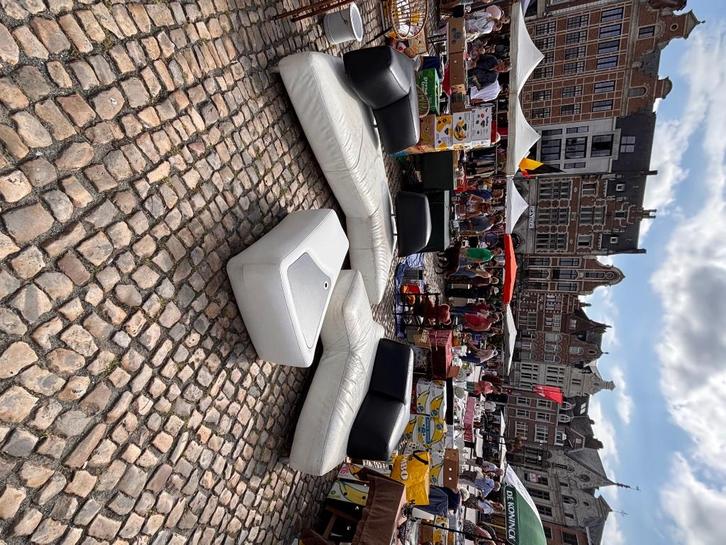 Iconische leolux archipel set met hocker, Huis en Inrichting, Banken | Complete zithoeken, Gebruikt, Leer, Ophalen