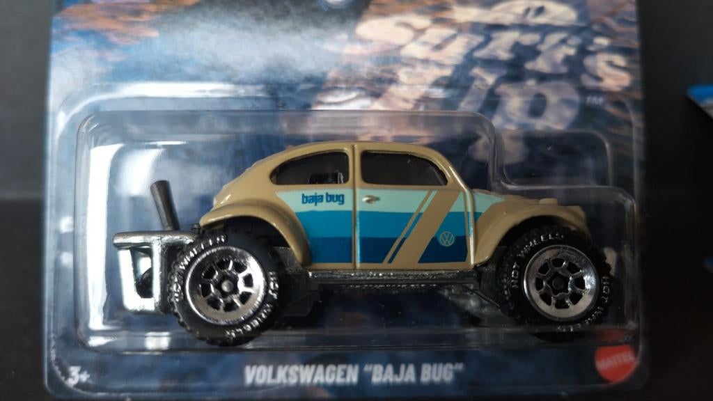 Volkswagen VW Baja Bug 1:64 3inch Hotwheels Silver Surf Pol, Hobby en Vrije tijd, Modelauto's | Overige schalen, Auto, Verzenden
