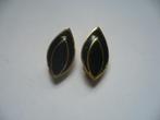 VINTAGE OORCLIPS MET ONYX EN GOUDKLEUR, Sieraden, Tassen en Uiterlijk, Antieke sieraden, Verzenden, Overige materialen, Oorbellen