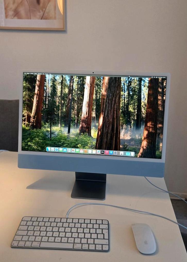 iMac 24-inch - M3 Blauw + garantie, Computers en Software, Apple Desktops, Zo goed als nieuw, iMac, SSD, Onbekend, 8 GB, Ophalen