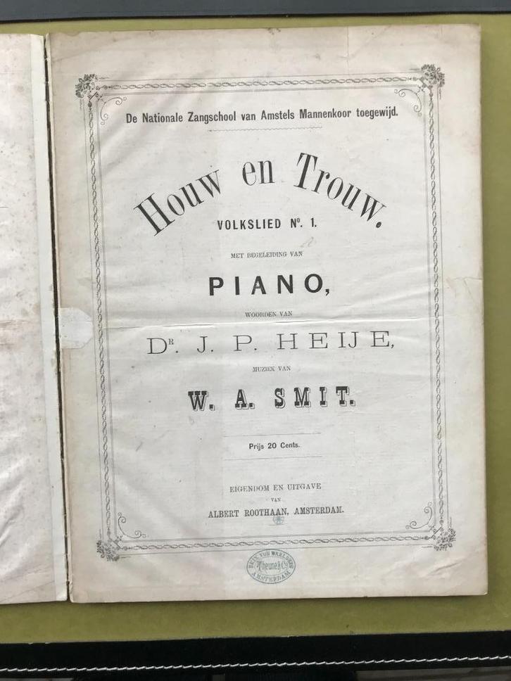 Houw en Trouw, volkslied no.1, Muziek en Instrumenten, Bladmuziek, Gebruikt, Artiest of Componist, Klassiek, Piano, Orgel, Zang