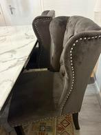 3 tafels 4  Grijze Stoffen Stoelen Set, Ophalen of Verzenden, Gebruikt