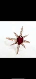 Red Ruby Pink Diamond Designer Ring, Ophalen of Verzenden, Nieuw