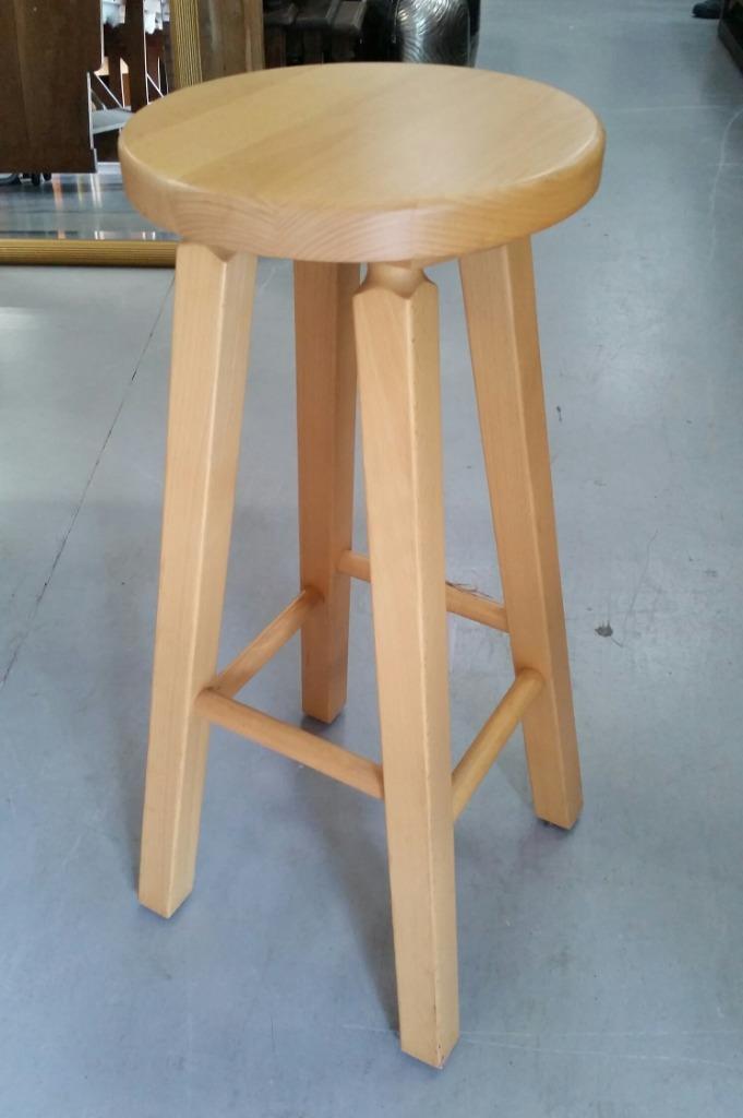 3 ronde houten barkrukken horeca cafe mancave beukenhout, Huis en Inrichting, Barkrukken, Zo goed als nieuw, 60 tot 90 cm, Hout