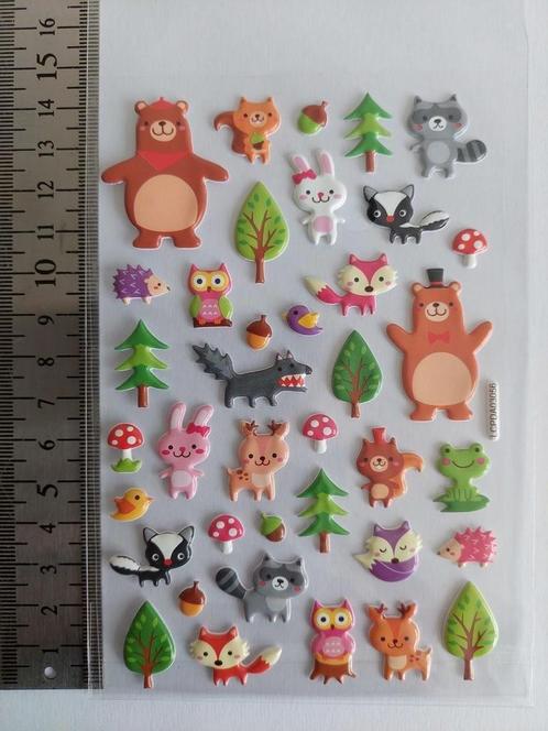 Puffy stickers Bosdieren, Hobby en Vrije tijd, Scrapbooking, Nieuw, Ophalen