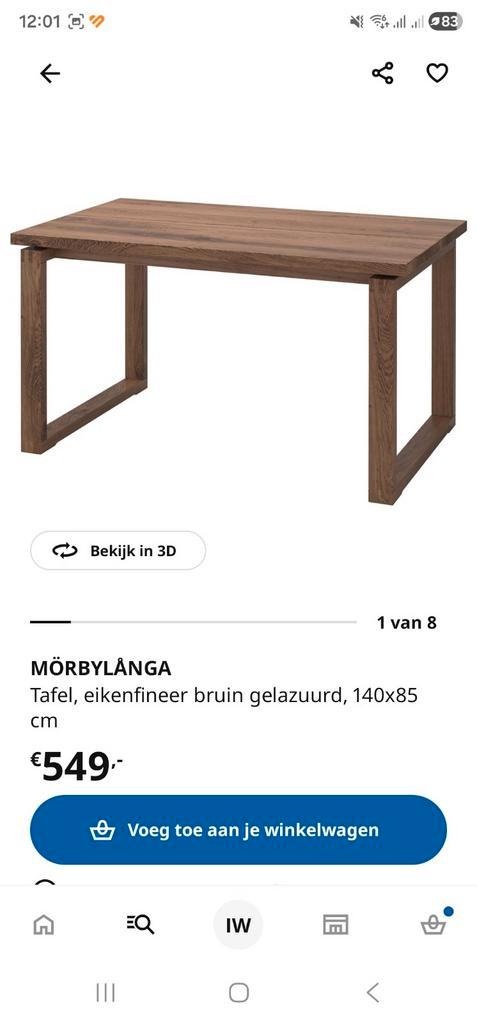 Eettafel Morbylanga, Huis en Inrichting, Tafels | Eettafels, Zo goed als nieuw, 50 tot 100 cm, 100 tot 150 cm, Rechthoekig, Ophalen