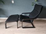 Ikea Poäng fauteuil + voetenbank - zwartbruin/Knisa zwart, Huis en Inrichting, Ophalen, Zo goed als nieuw, Stof, 50 tot 75 cm
