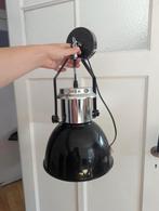 2x industriële hanglamp zwart rvs zilver, Ophalen, Gebruikt