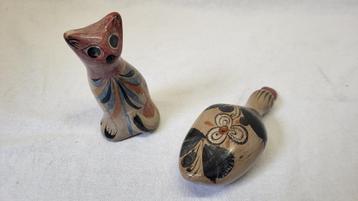 Keramiek Mexicaanse beeldjes kat en eend beschikbaar voor biedingen