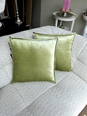 Groene kussens in velvet glans beschikbaar voor biedingen