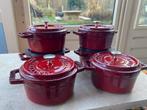6 Staub Cocotte mini braadpannen - kersenrood, Huis en Inrichting, Keuken | Potten en Pannen, Ophalen of Verzenden, Zo goed als nieuw