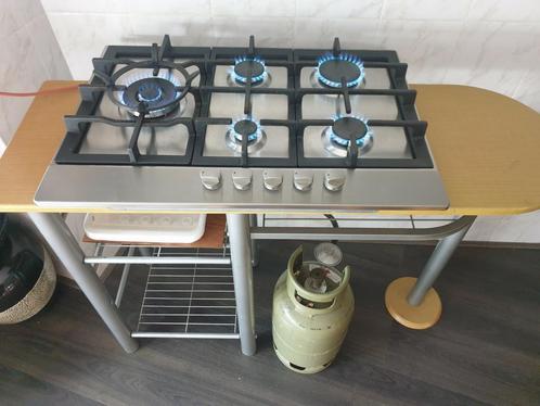 Inbouw kookplaat butaan propaan flessengas, Witgoed en Apparatuur, Kookplaten, Zo goed als nieuw, Inbouw, Gas, 5 kookzones of meer