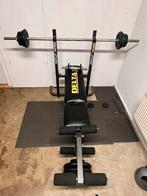 Halterbank met gewichten krachttraining fitness, Ophalen, Zo goed als nieuw, Benen, Fitnessbank