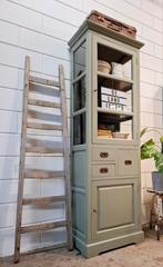 Vintage/Brocante smalle buffetkast,Landelijke groene kast🖤, Huis en Inrichting, Ophalen, Zo goed als nieuw, 25 tot 50 cm, 200 cm of meer