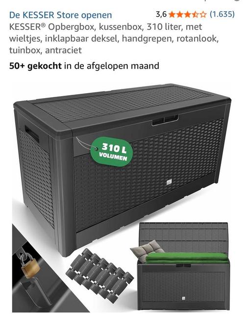 KESSER Opbergbox 310L Antraciet nieuw, Tuin en Terras, Bergingen en Tuinkasten, Nieuw, Overige typen, Kunststof, Ophalen of Verzenden