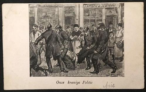 Spotprent Politie kroeg Amsterdam G J Staller, Verzamelen, Ansichtkaarten | Themakaarten, Voor 1920, Politiek en Historie, Ophalen of Verzenden