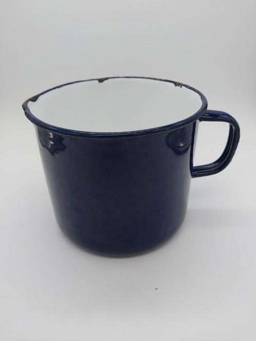 Donkerblauwe emaille kan, Antiek en Kunst, Antiek | Emaille, Ophalen of Verzenden
