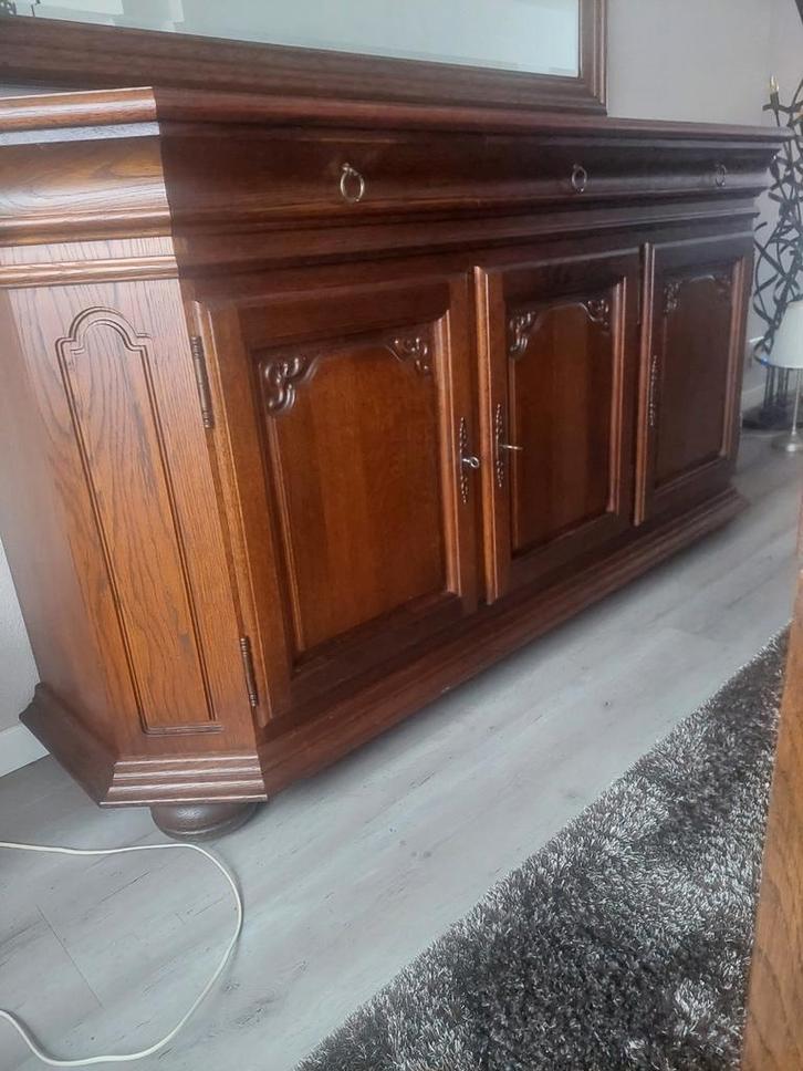 Eiken Tafel met Stoelen en Dressoir, Huis en Inrichting, Kasten | Buffetkasten, Gebruikt, Minder dan 100 cm, 150 tot 200 cm, 50 tot 75 cm