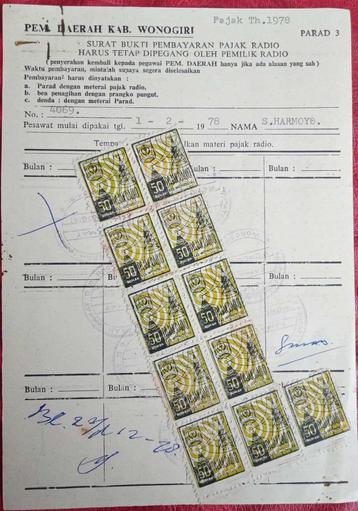 Indonesie 1978 Elf Radiozegels Gemeente WONOGIRI op kaart beschikbaar voor biedingen