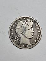 USA Barber half dollar 1901, Verzenden, Noord-Amerika, Losse munt, Zilver