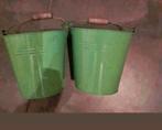 2 bloempotten 15 cm hoog 17 cm doorsnede groen, Tuin en Terras, Rond, Binnen, Ophalen of Verzenden, Zo goed als nieuw