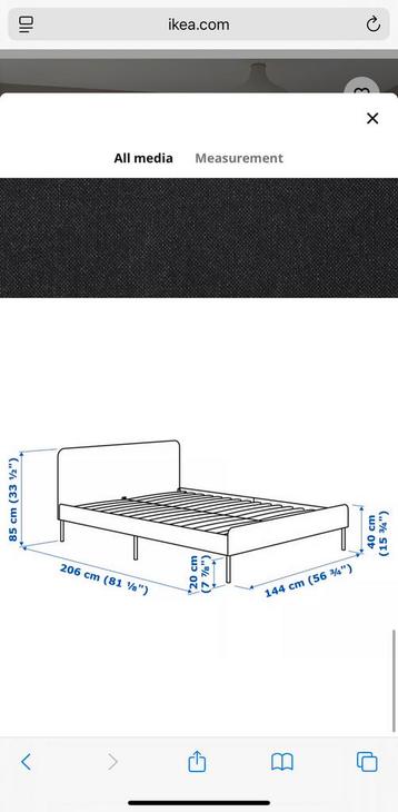 IKEA Slattum Bed Frame 140x200cm, light grey - afbeelding 6