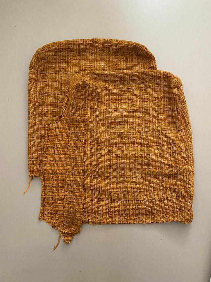 Vintage stof jaren 60-70, Hobby en Vrije tijd, Stoffen en Lappen, Zo goed als nieuw, Katoen, 120 cm of meer, 30 tot 200 cm, Oranje