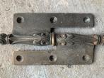 Antiek Scharnier met Ornamenten, Doe-het-zelf en Verbouw, Hang- en Sluitwerk, Ophalen of Verzenden, Gebruikt, Koper of Messing