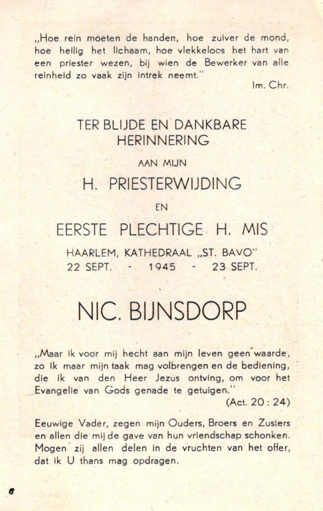 Bijnsdorp Nic. Haarlem 1945, Ophalen of Verzenden