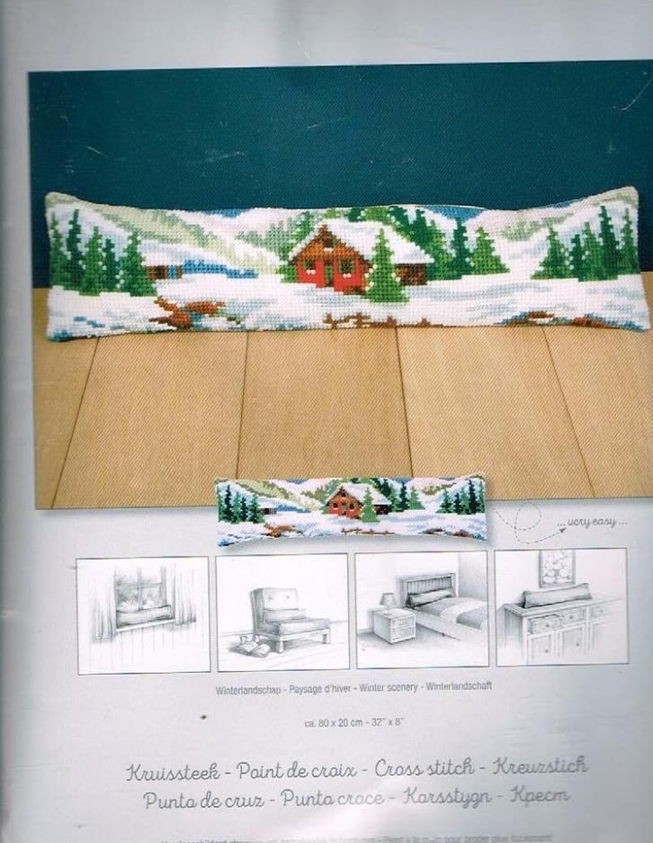 Cado vervaco borduurpakket tochtkussen  winterlandschap, Hobby en Vrije tijd, Borduren en Borduurmachines, Nieuw, Borduurpakket