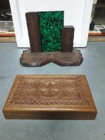 2 X FRIES HOUTEN KERFSNEDE OBJECTEN ( doos & fotolijst ), Ophalen of Verzenden