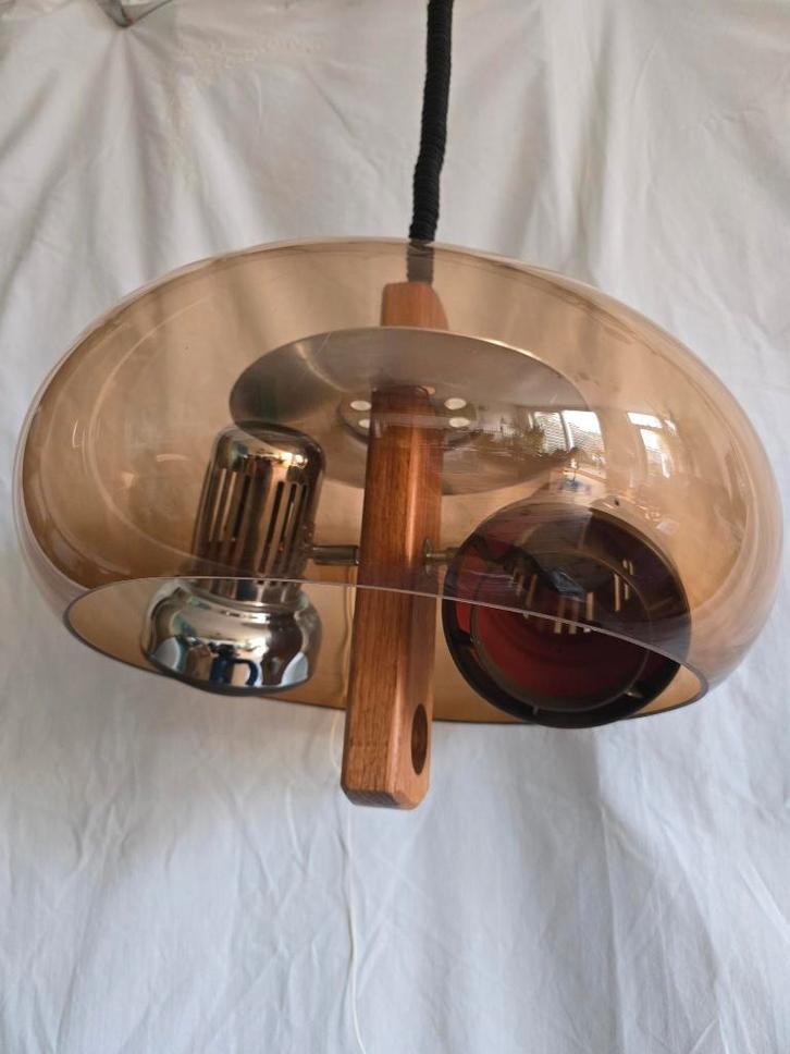Unieke Vintage Space Age Hanglamp jaren 70, Huis en Inrichting, Lampen | Hanglampen, Gebruikt, Minder dan 50 cm, Kunststof, Metaal