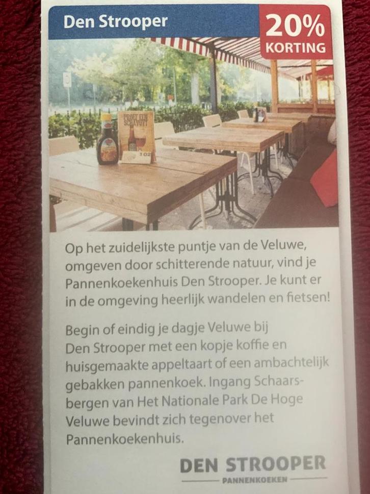 Pannenkoekenhuis Den Strooper Arnhem Voordeelbon, Tickets en Kaartjes, Kortingen en Cadeaubonnen, Drie personen of meer, Overige typen