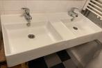 Dubbele wasbak, Huis en Inrichting, Badkamer | Badkamermeubels, Ophalen, Gebruikt, 100 tot 150 cm, Minder dan 100 cm