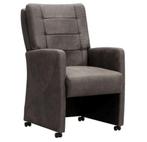 2 Antraciet stoffen Eetkamerstoelen met wieltjes, Huis en Inrichting, Stoelen, Ophalen, Twee, Overige kleuren, Zo goed als nieuw