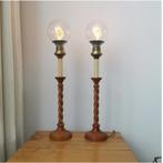 Paar antieke Barley Twist lampen, bijpassende set H 46 cm, Ophalen of Verzenden