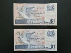 2x 1 dollar Singapore 1976 opeenvolgend serienummers, Postzegels en Munten, Bankbiljetten | Azië, Ophalen of Verzenden