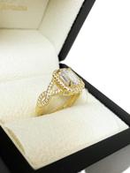 14 K Gouden Solitair Dames Ring Emerald Cut Cubic Zirkonia