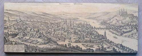 Kopergravure "Herbipolis / Würtzburg" Matthäus Merian ca1640, Antiek en Kunst, Kunst | Etsen en Gravures, Ophalen of Verzenden